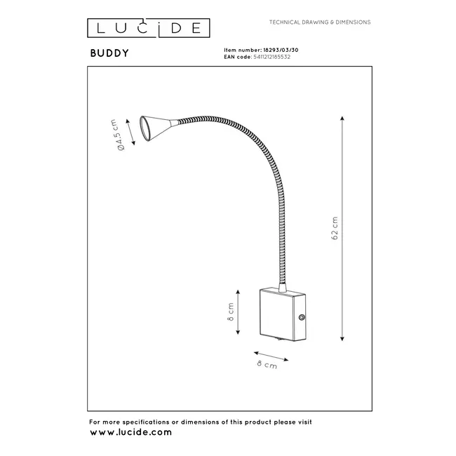 BUDDY - Bedside lamp / Wall lamp - LED - 1x4W 4000K - Black - 18293/03/30