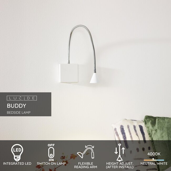 BUDDY - Bedside lamp / Wall lamp - LED - 1x4W 4000K - White - 18293/03/31