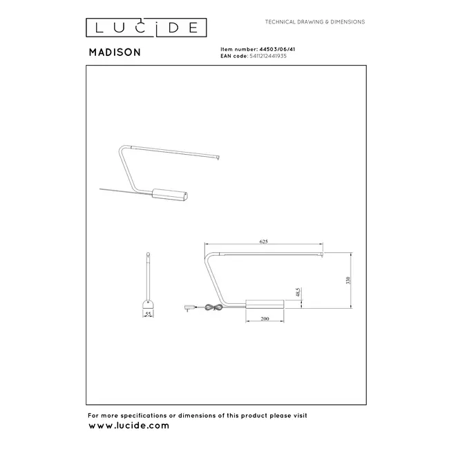 MADISON - Bureaulamp - LED Dim to warm - 1x6,5W 2600K/2800K - Taupe - 44503/06/41
