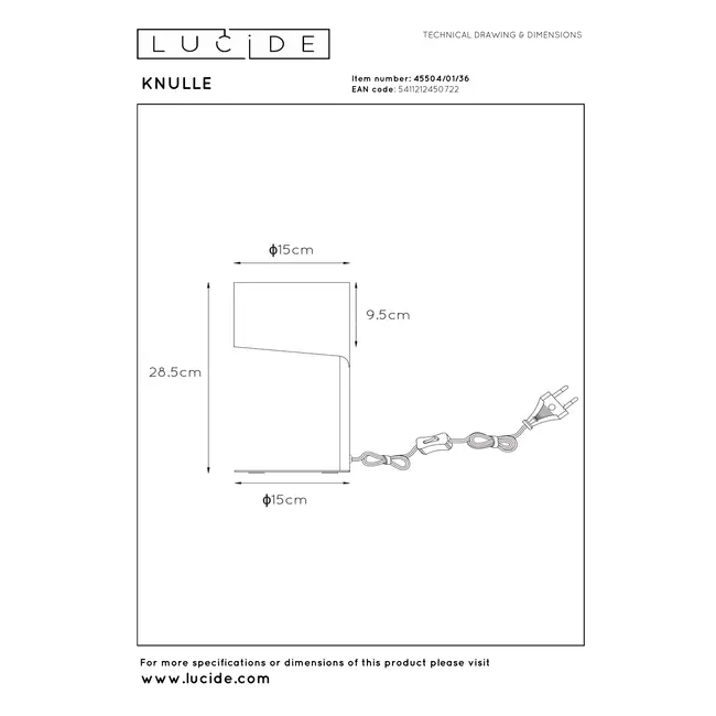 KNULLE - Tafellamp - Ø 15 cm - 1xE14 - Grijs - 45504/01/36