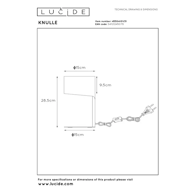 KNULLE - Table lamp - Ø 15 cm - 1xE14 - White - 45504/01/31