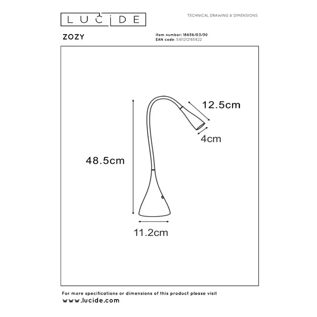 ZOZY - Lampe de bureau - LED 3 StepDim - 1x4W 3000K - Noir - 18656/03/30