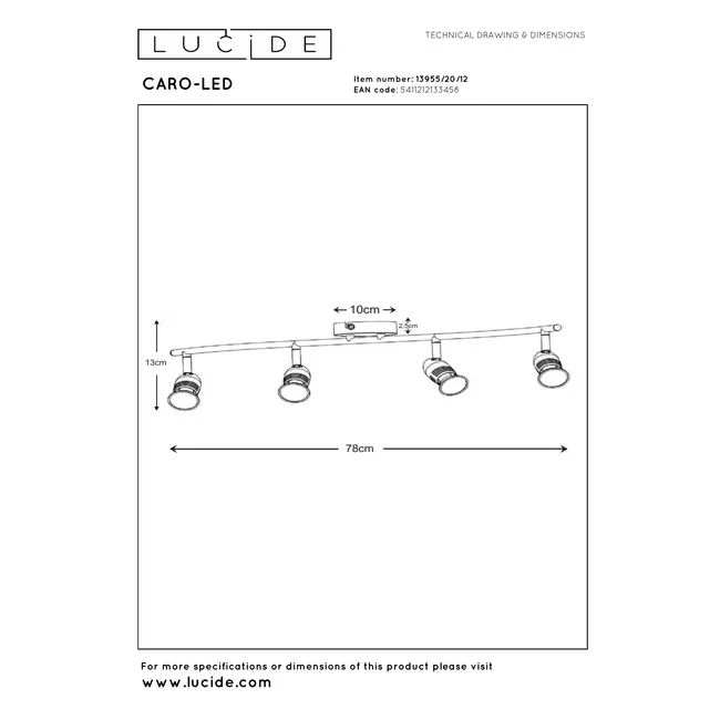 CARO-LED - Ceiling spotlight - LED - GU10 - 4x5W 2700K - Matt chrome - 13955/20/12