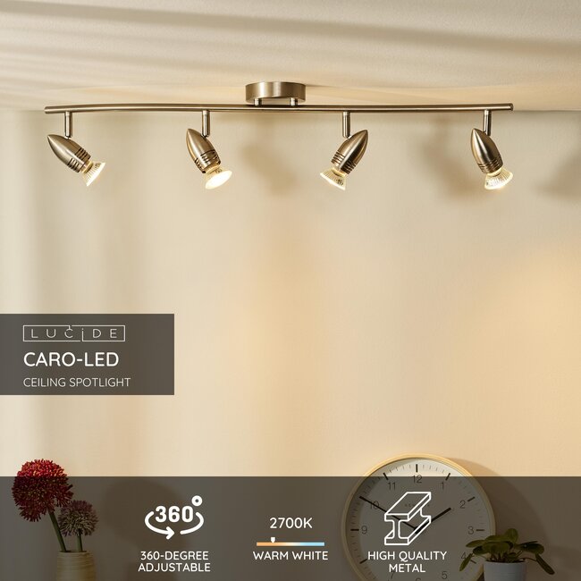 CARO-LED - Plafondspot - LED - GU10 - 4x5W 2700K - Mat chroom - 13955/20/12