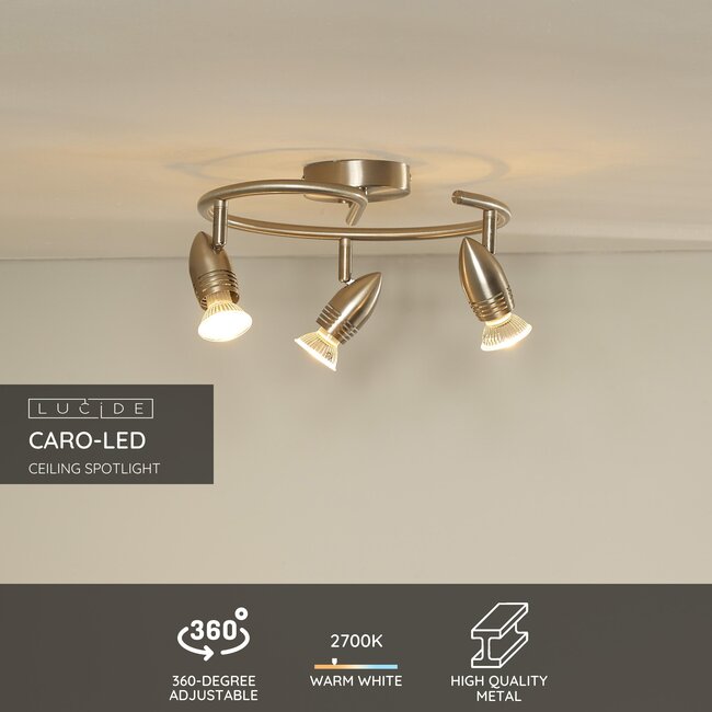 CARO-LED - Ceiling spotlight - Ø 31 cm - LED - GU10 - 3x5W 2700K - Matt chrome - 13955/14/12
