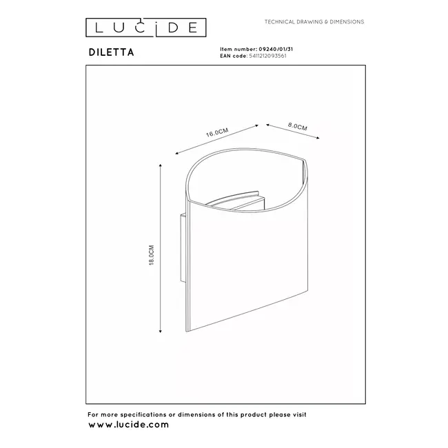 DILETTA - Wandlamp - 1xG9 - Wit - 09240/01/31