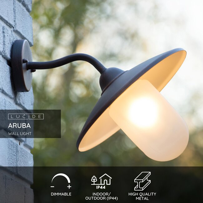ARUBA - Wall lamp Indoor/Outdoor - Ø 30 cm - 1xE27 - IP44 - Rust brown - 11870/01/97