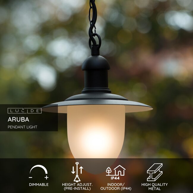 ARUBA - Suspension Intérieur/Extérieur - Ø 25 cm - 1xE27 - IP44 - Noir - 11872/01/30