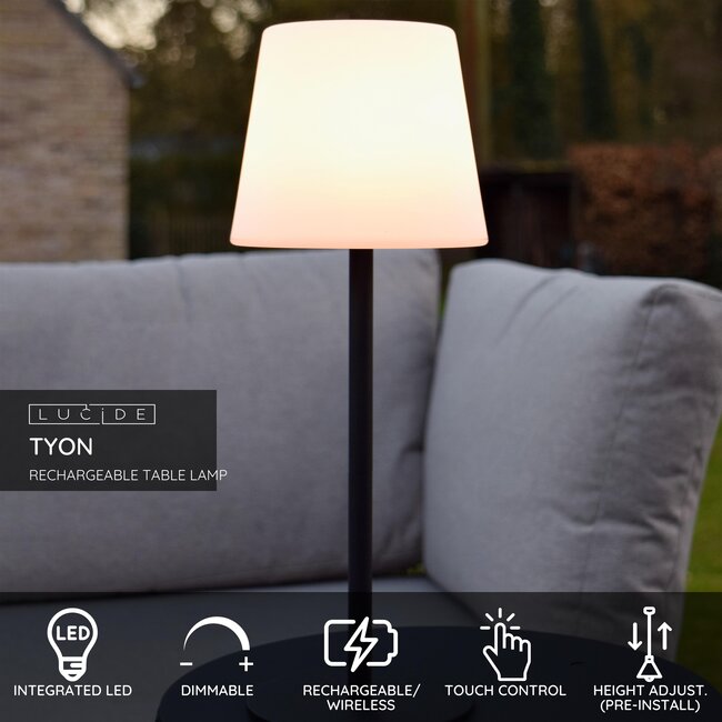TYON - Rechargeable Table lamp Indoor/Outdoor - Battery pack - LED Dim. - 1x2W 2700K - IP65 - Black - 13816/02/30
