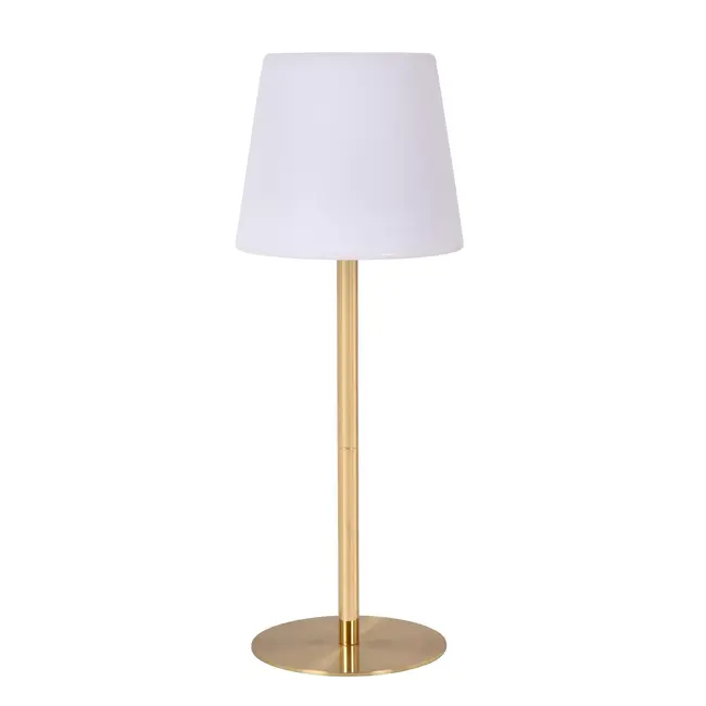 TYON - Lampe de table rechargeable Intérieur/Extérieur - Batterie - Ø 15 cm - LED Dimb. - 1x2W 2700K - IP65 - Or mat / Laiton - 13816/02/02