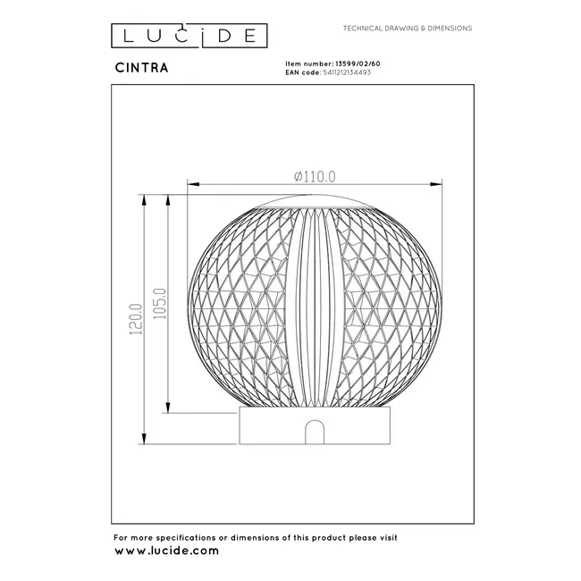 CINTRA - Lampe de table rechargeable - Piles - Ø 11 cm - LED 3 niveaux d'intensité - 1 x 2 W 2700 K - Transparente - 13599/02/60