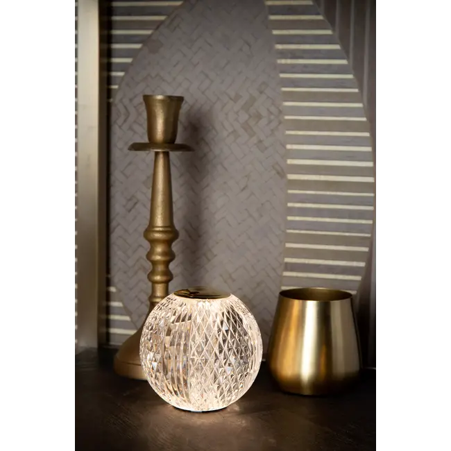 CINTRA - Rechargeable Table Lamp - Battery - Ø 9 cm - LED 3 StepDim - 1x1.5W 2700K - Transparent - 13599/01/60