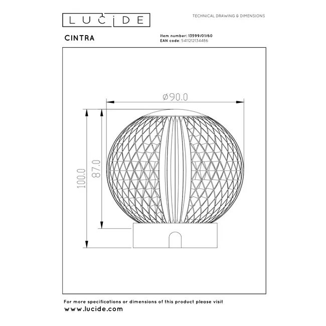 CINTRA - Lampe de table rechargeable - Piles - Ø 9 cm - LED 3 niveaux d'intensité - 1 x 1,5 W 2700 K - Transparente - 13599/01/60