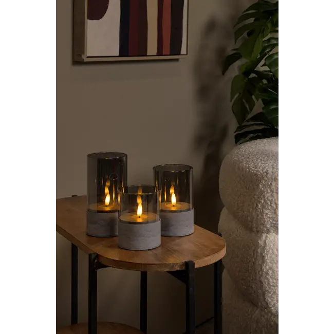 VELAS - Table lamp - Batteries - Ø 8 cm - LED - 3x0.2W 2700K - Smoke - Set of 3 - 13500/03/65