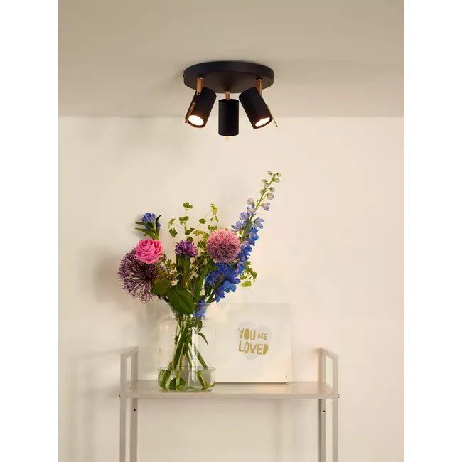 GRONY - Plafondspot - LED Dim to warm - GU10 - 3x5W 2200K/3000K - Zwart - 17998/15/30