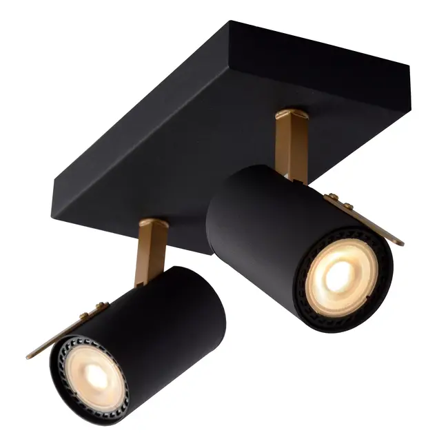 GRONY - Spot plafond - LED Dim to warm - GU10 - 2x5W 2200K/3000K - Noir - 17998/10/30
