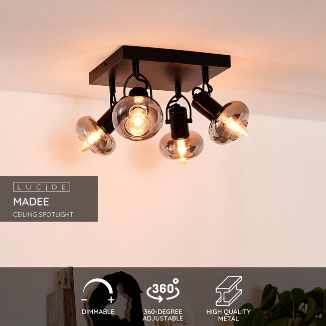 MADEE - Plafondspot - 4xE14 - Zwart - 17993/14/30
