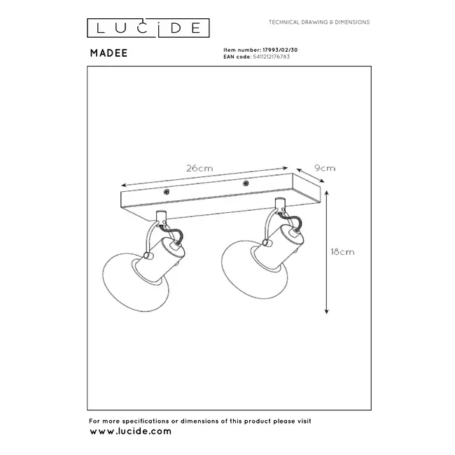 MADEE - Ceiling spotlight - 2xE14 - Black - 17993/02/30