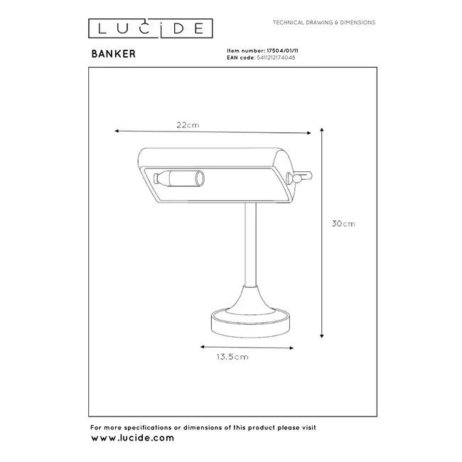 BANKER - Desk lamp - 1xE14 - Chrome - 17504/01/11