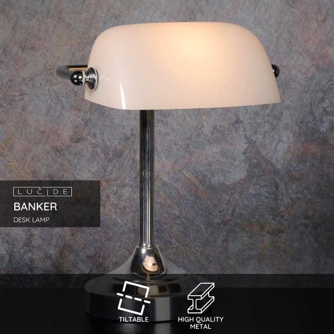 BANKER - Desk lamp - 1xE14 - Chrome - 17504/01/11