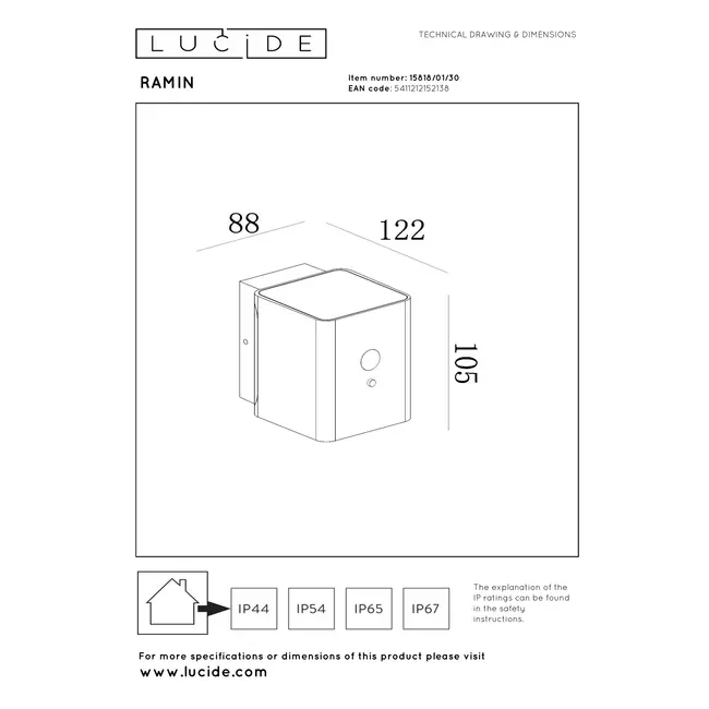 RAMIN - Applique - Solaire - LED Dimb. - 1x1W 2850K/3150K - IP54 - Capteur jour/nuit - Noir - 15818/01/30