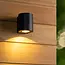 PERTH - Wandlamp - Zonne-energie - Ø 9 cm - LED Dimb. - 1x1W 2850K/3150K - IP65 - Dag/nacht sensor - Zwart - 15817/01/30