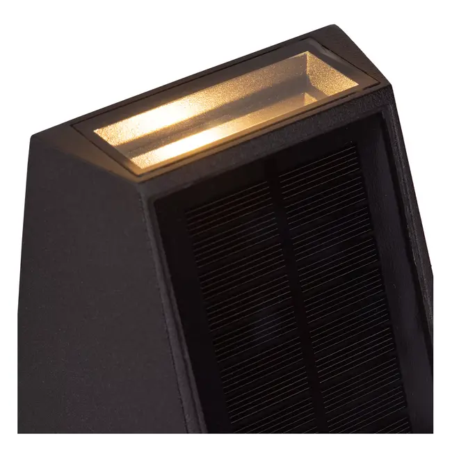 LUTON - Wandlamp - Zonne-energie - LED Dimb. - 1x1W 2850K/3150K - IP54 - Dag/nacht sensor - Zwart - 15815/01/30