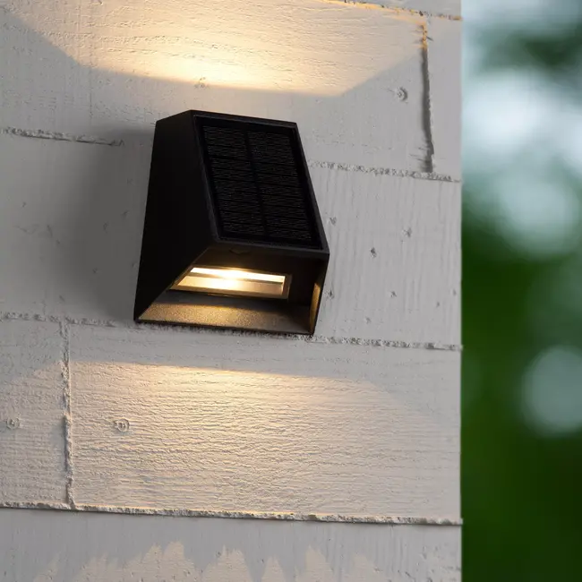 LUTON - Wall lamp - Solar energy - LED Dimb. - 1x1W 2850K/3150K - IP54 - Day/night sensor - Black - 15815/01/30