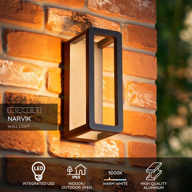 NARVIK - Wall lamp Indoor/Outdoor - LED - 1x9.2W 3000K - IP65 - Black - 15809/09/30