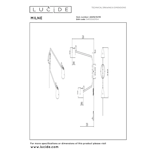 MILNE - Wall lamp - LED Dimb. - 2x8W 2700K - Black - 44216/12/30