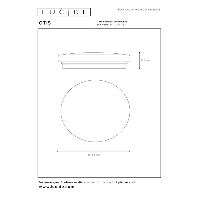 OTIS - Plafonnier - Ø 34 cm - LED - 1x24W 3000K - Opale - 79199/26/61