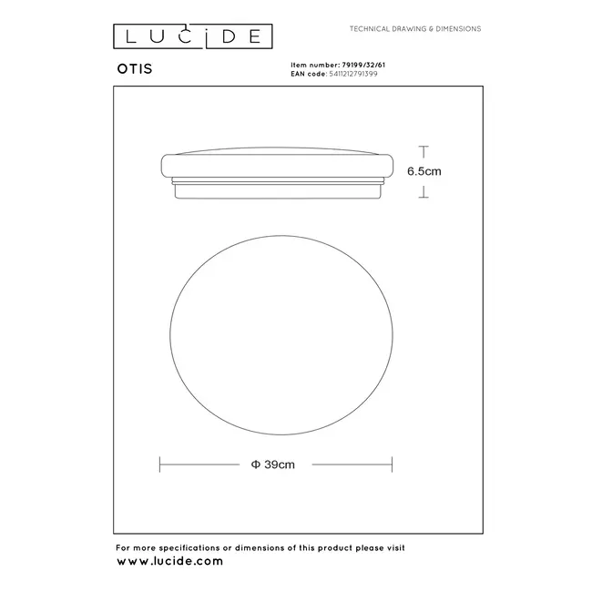OTIS - Ceiling lamp - Ø 39 cm - LED - 1x32W 3000K - Opal - 79199/32/61