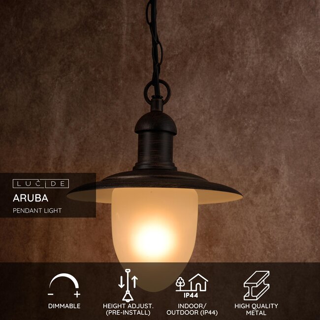 ARUBA - Hanging lamp Indoor/Outdoor - Ø 25 cm - 1xE27 - IP44 - Rust brown - 11872/01/97