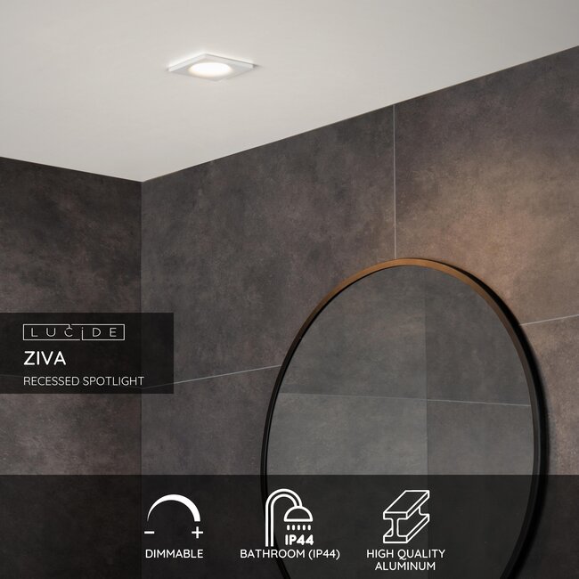 ZIVA - Recessed spotlight Bathroom - 1xGU10 - IP44 - White - 09924/01/31