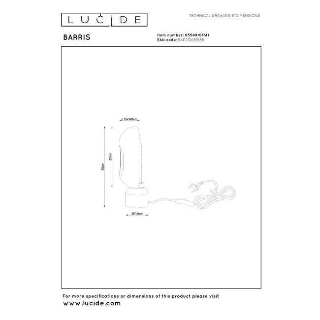 BARRIS - Table lamp - 1xE27 - Taupe - 05549/01/41