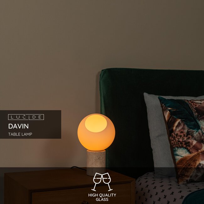 DAVIN - Tafellamp - 1xE27 - Opaal - 05548/01/61