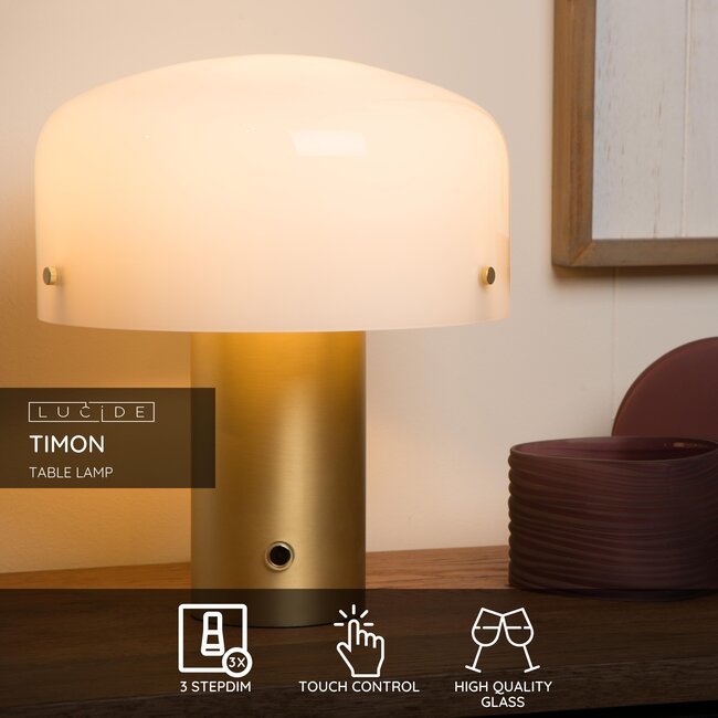 TIMON - Lampe de table - 1xE27 - Or mat / Laiton - 05539/01/02