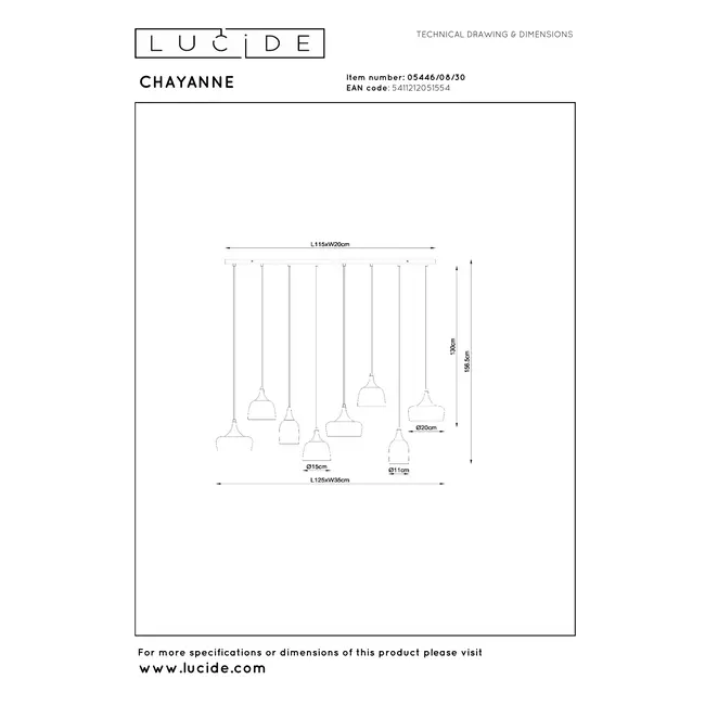 CHAYANNE - Suspension - 8xE14 - Noir - 05446/08/30
