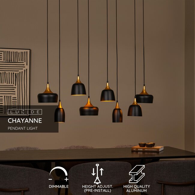 CHAYANNE - Hanglamp - 8xE14 - Zwart - 05446/08/30