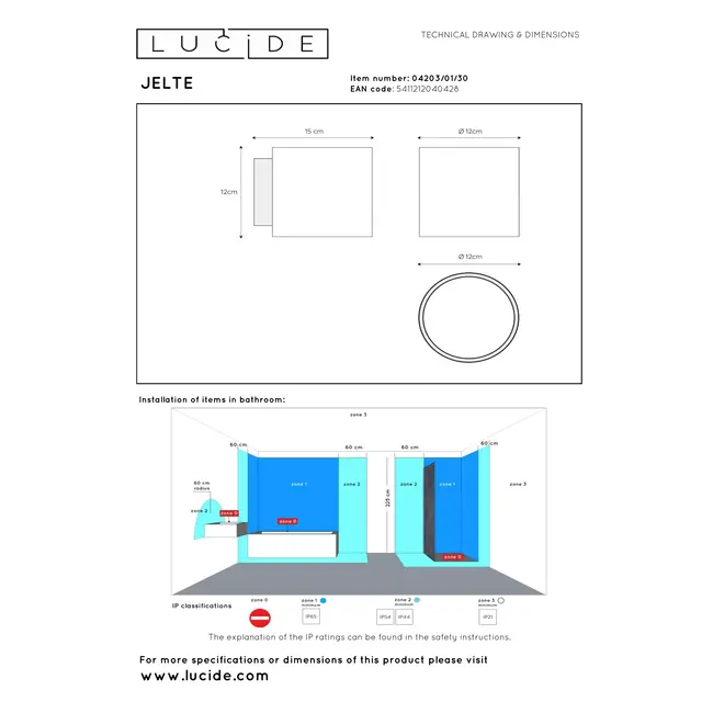 JELTE - Wall lamp Bathroom - 1xG9 - IP44 - Black - 04203/01/30