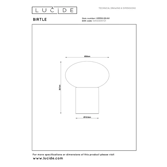 BIRTLE - Table lamp - 1xE14 - Opal - 05550/20/61