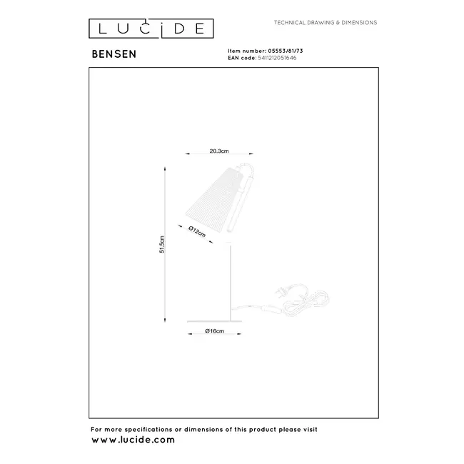 BENSEN - Lampe de table - 1xE14 - Naturel - 05553/81/73