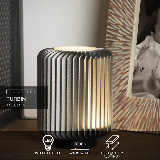 TURBIN - Tafellamp - Ø 10,6 cm - LED - 1x5W 3000K - Grijs - 26500/05/36