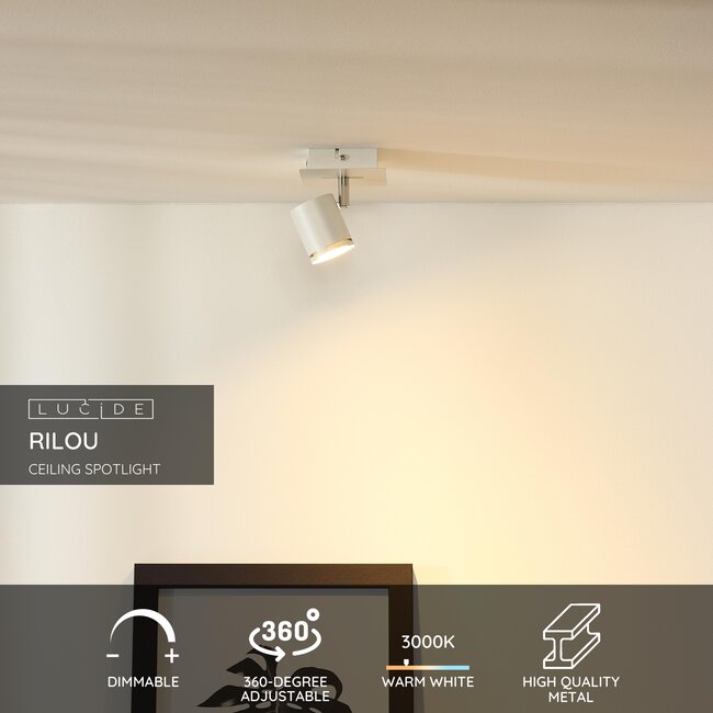 RILOU - Plafondspot - LED Dimb. - GU10 - 1x5W 3000K - Wit - 26994/05/31