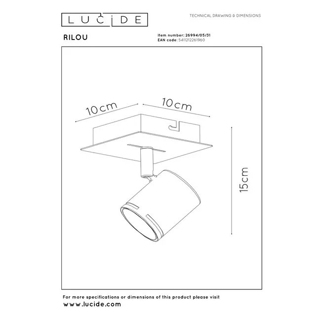 RILOU - Spot de plafond - LED Dim. - GU10 - 1x5W 3000K - Blanc - 26994/05/31