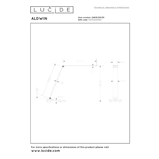 ALDWIN - Bureaulamp - LED Dimb. - CCT - 1x8W 2800K/6500K - Zwart - 24610/08/30