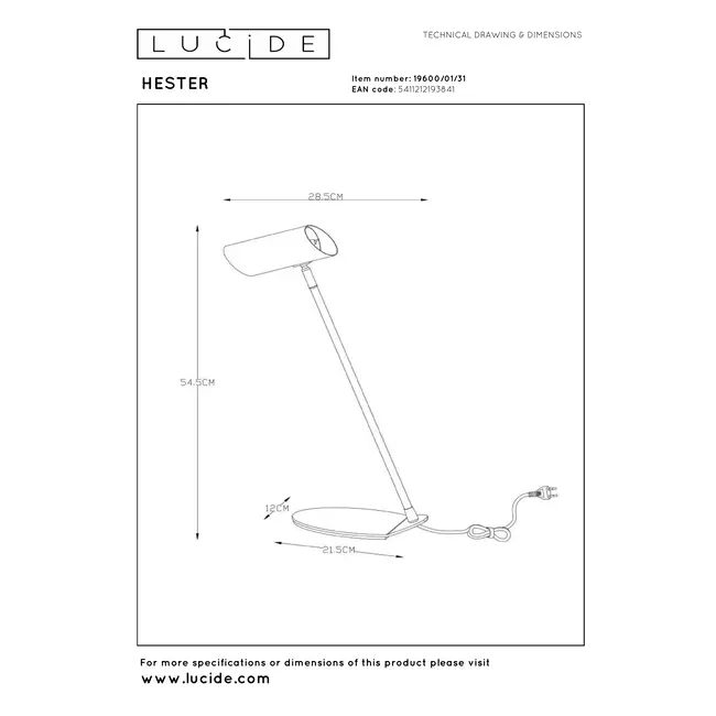 HESTER - Desk lamp - 1xGU10 - White - 19600/01/31