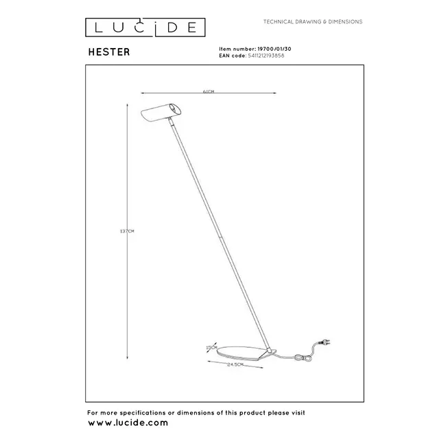 HESTER - Reading lamp - 1xGU10 - Anthracite - 19700/01/30