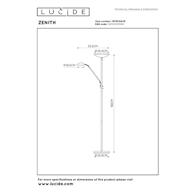 ZENITH - Reading lamp - LED Dimb. - 3000K - Matt chrome - 19791/24/12
