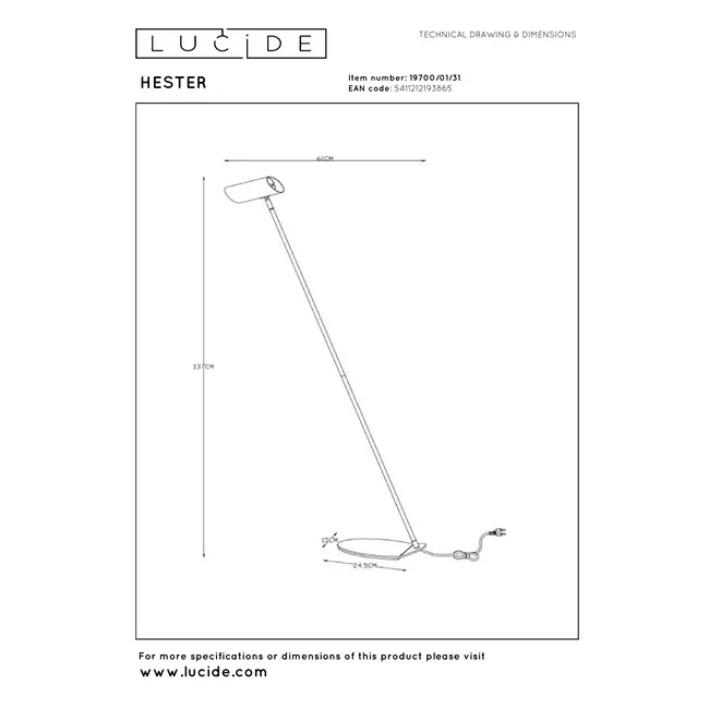 HESTER - Reading lamp - 1xGU10 - White - 19700/01/31